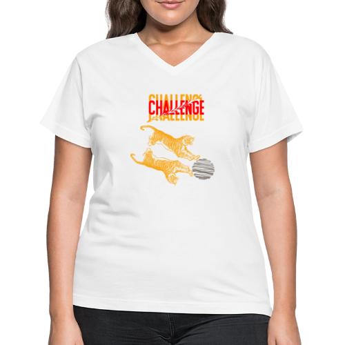 Double tiger fashion, jungle feline animals. - Women's V-Neck T-Shirt