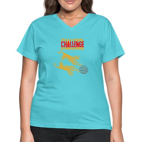 Double tiger fashion, jungle feline animals. - Women's V-Neck T-Shirt