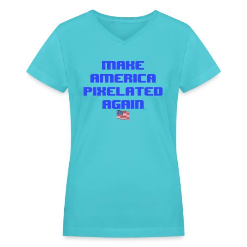 Pixelated America - Women's V-Neck T-Shirt