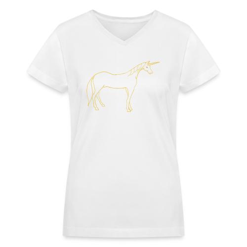 unicorn gold outline - Women's V-Neck T-Shirt