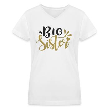 grande sœur - T-shirt avec encolure en V pour femmes - blanc - Devant - Julia (174cm)