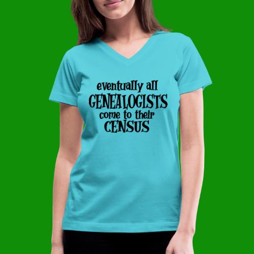 Genealogists Come to their Cenus - Women's V-Neck T-Shirt