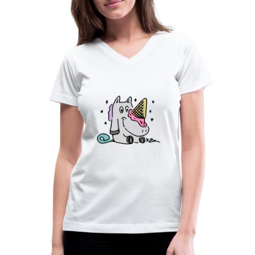 Ice Cream Unicorn - Women's V-Neck T-Shirt