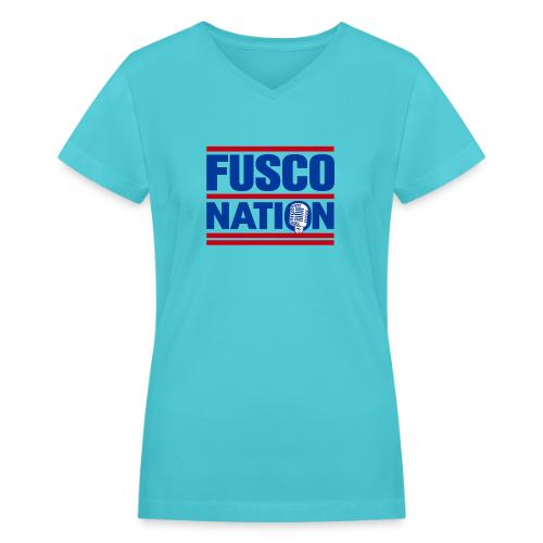 Fusco Nation with Mic (250th Show Commemorative) - Women's V-Neck T-Shirt