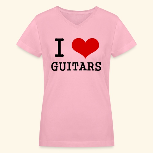 I love guitars - Women's V-Neck T-Shirt
