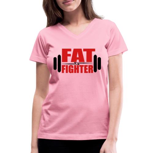 Fat Fighter - Women's V-Neck T-Shirt