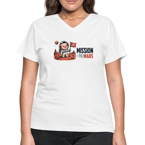Mission To Mars Space Pig - Women's V-Neck T-Shirt