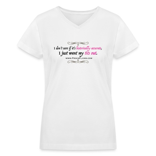 tits out pink scroll - Women's V-Neck T-Shirt