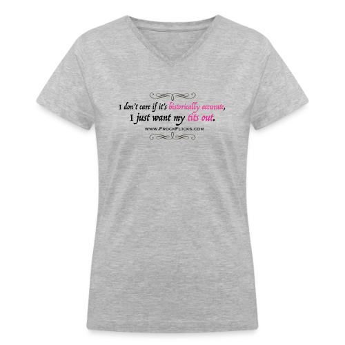 tits out pink scroll - Women's V-Neck T-Shirt