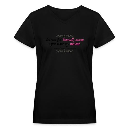 tits out pink scroll - Women's V-Neck T-Shirt