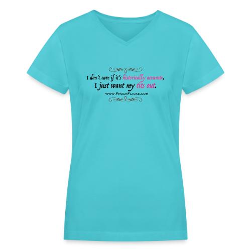 tits out pink scroll - Women's V-Neck T-Shirt
