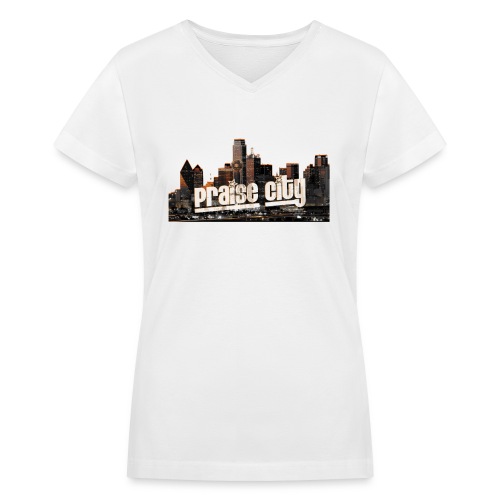 Praise City sun skyline - Women's V-Neck T-Shirt