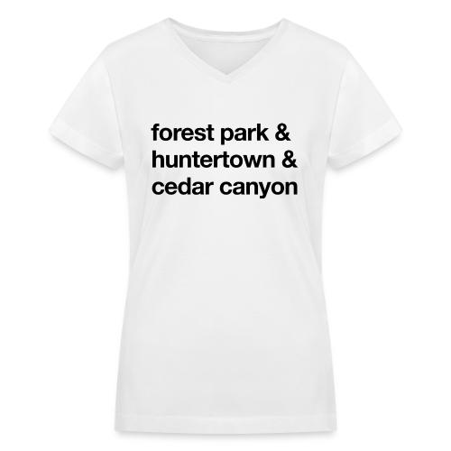 1 Church 3 Locations Black - Women's V-Neck T-Shirt