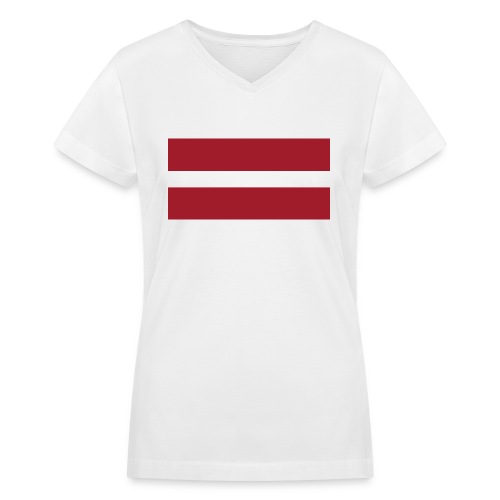 Latvia Flag - Women's V-Neck T-Shirt
