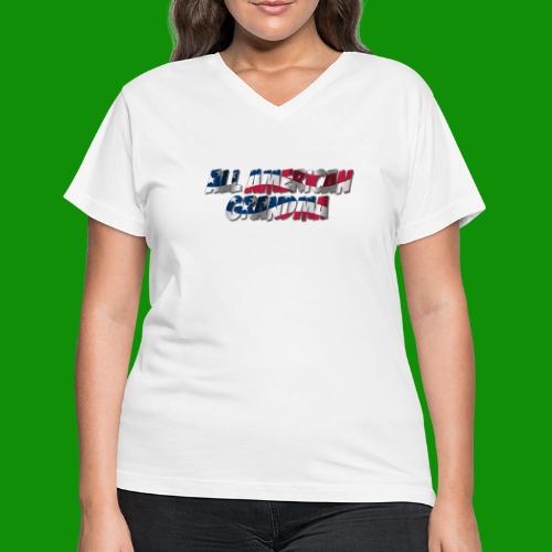 ALL AMERICAN GRANDMA - Women's V-Neck T-Shirt