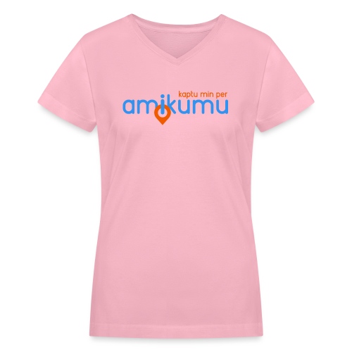 Kaptu min per Amikumu Blua - Women's V-Neck T-Shirt