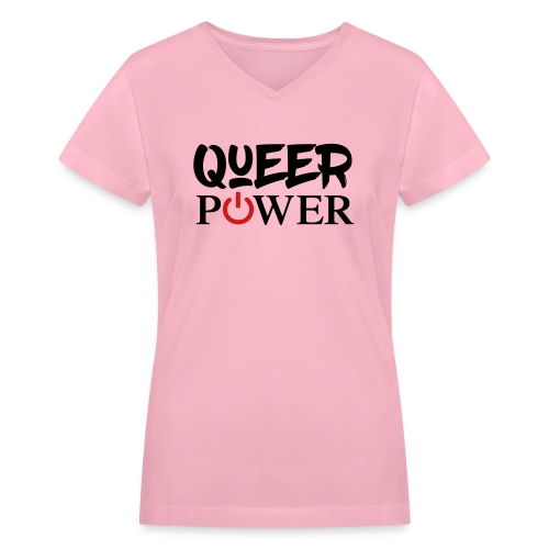 Queer Power T-Shirt 02 - Women's V-Neck T-Shirt
