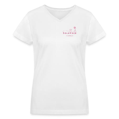 SoloVoce Maroon left chest logo - Women's V-Neck T-Shirt