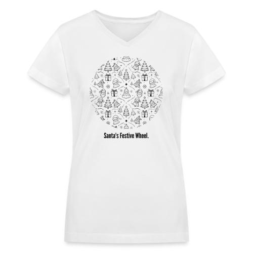 Santa's Festive Wheel T-Shirt - Women's V-Neck T-Shirt