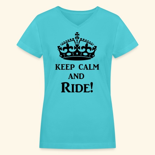 keep calm ride blk - Women's V-Neck T-Shirt
