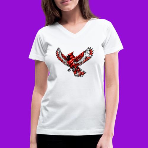 Cardinal in Flight - Women's V-Neck T-Shirt