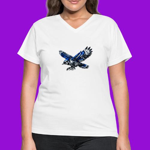 Silver Blue Jay Dive - Women's V-Neck T-Shirt