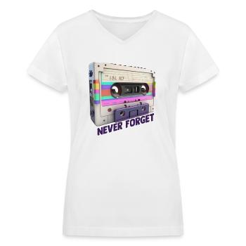 Never forget 90s 90s Never forget gift music - Women's V-Neck T-Shirt - white - Front - Julia (174cm)