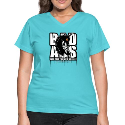 Bad Ass Unicorn - Women's V-Neck T-Shirt