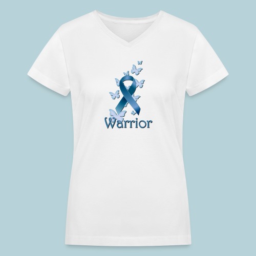 Warrior - Blue Ribbon - Women's V-Neck T-Shirt