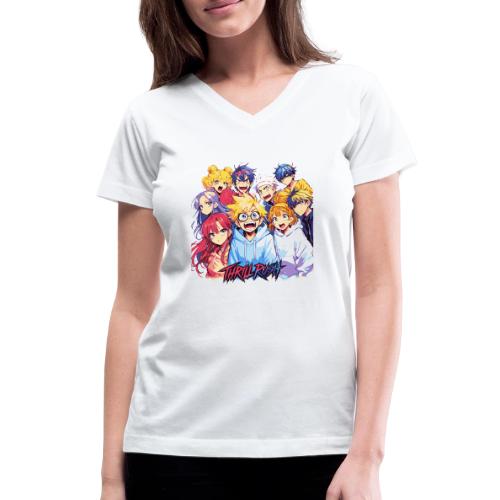Thrill Rush Anime Squad Streetwear - Women's V-Neck T-Shirt