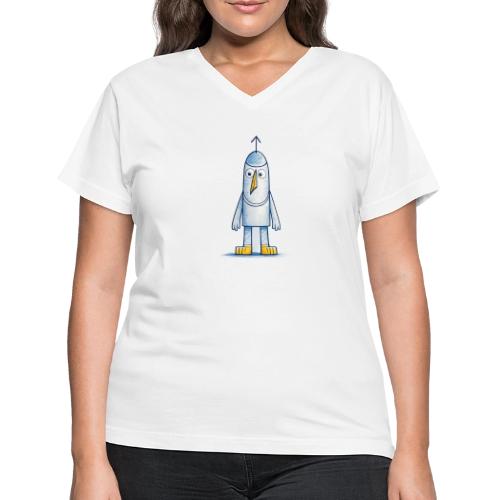 Funny Doodle Bird Character - Women's V-Neck T-Shirt
