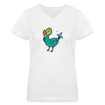 Dodo Bird from Mauritius - Women's V-Neck T-Shirt - white - Front - Julia (174cm)