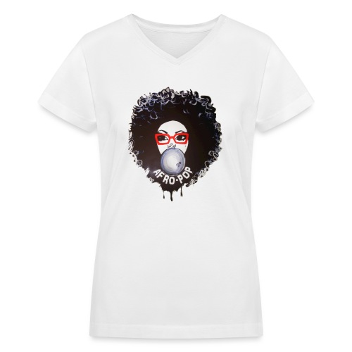 Afro pop_ - Women's V-Neck T-Shirt