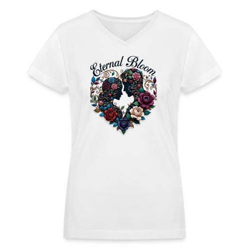 Eternal Bloom Embrace T-Shirt - Women's V-Neck T-Shirt