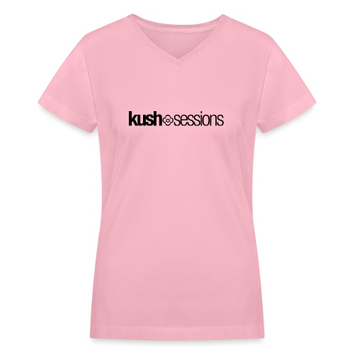 KushSessions (black logo) - Women's V-Neck T-Shirt