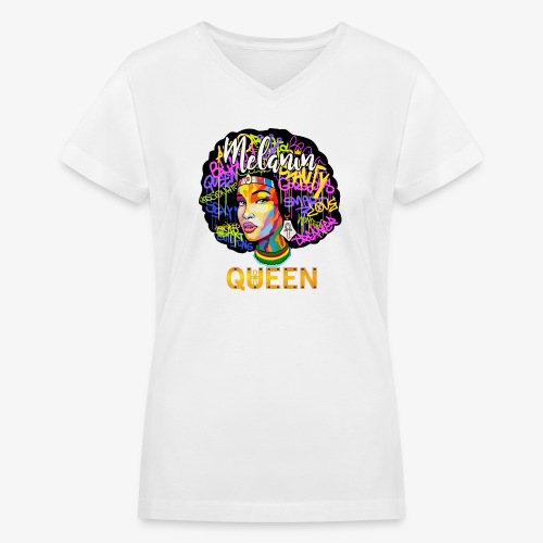 MElanin Queen - Women's V-Neck T-Shirt