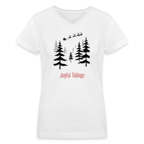 Joyful Tidings Christmas T-Shirt - Women's V-Neck T-Shirt