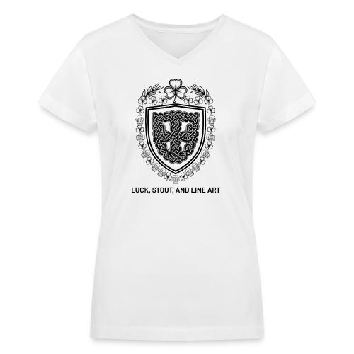 Celtic Knot T-Shirt, Symmetrical Shield - Women's V-Neck T-Shirt