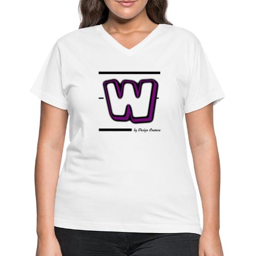 W PURPLE - Women's V-Neck T-Shirt