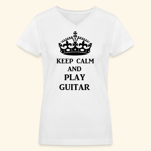 keep calm play guitar blk - Women's V-Neck T-Shirt