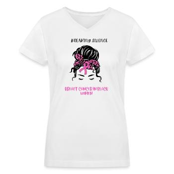 Breaking Silence Breast Cancer In Black Women - Women's V-Neck T-Shirt - white - Front - Julia (174cm)
