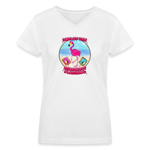 Emergency Flamingo - Women's V-Neck T-Shirt