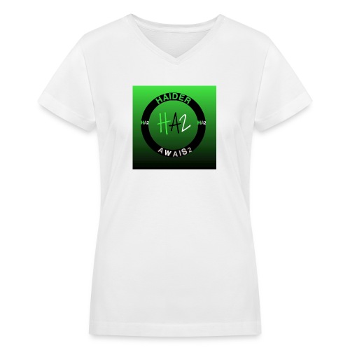 Haider Awais Logo Green - Women's V-Neck T-Shirt