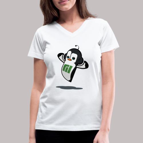 Manjaro Mascot strong left - Women's V-Neck T-Shirt
