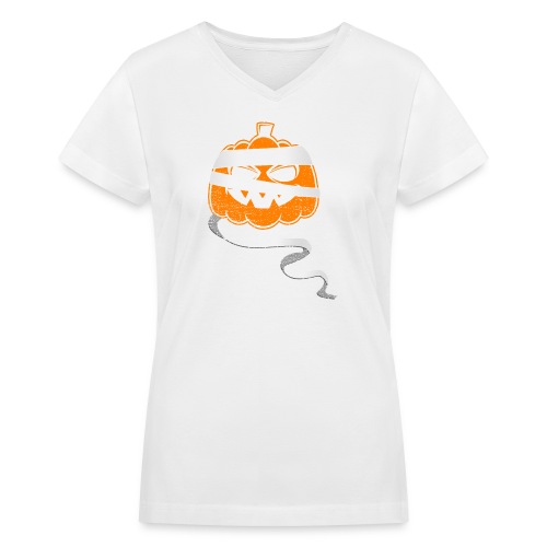 Halloween Bandaged Pumpkin - Women's V-Neck T-Shirt