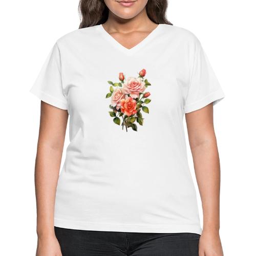 Pink Roses - Women's V-Neck T-Shirt