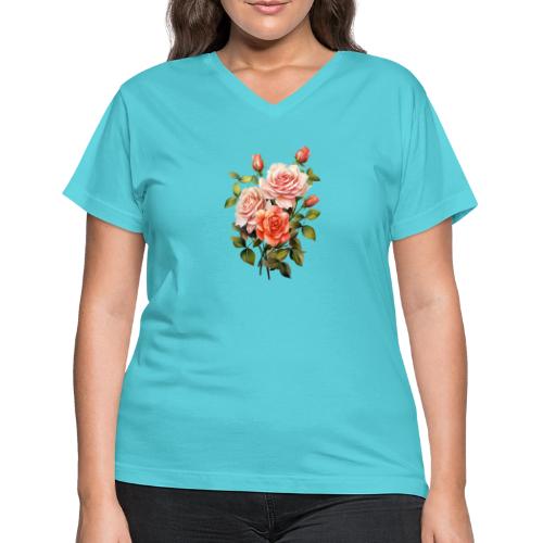 Pink Roses - Women's V-Neck T-Shirt