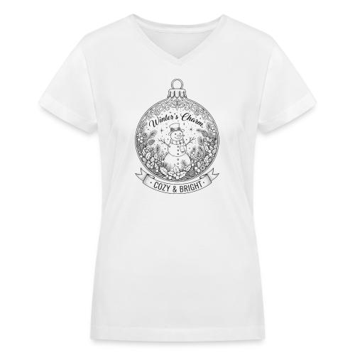 Festive Snowman T-Shirt - Women's V-Neck T-Shirt
