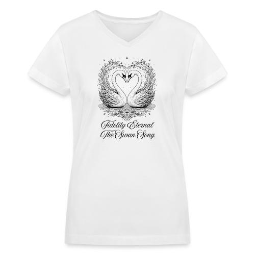 Poetic Swan T-Shirt - Women's V-Neck T-Shirt