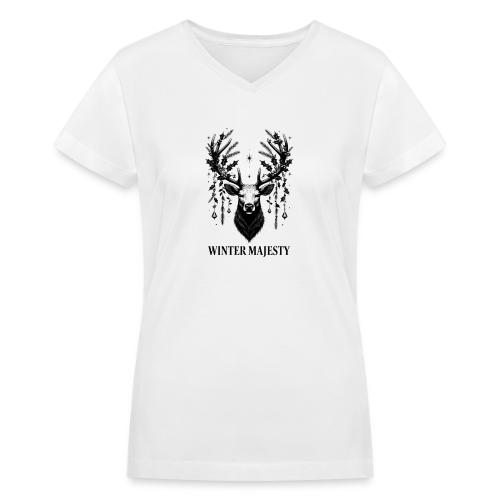 Majestic Reindeer T-Shirt, Poster, & Mug - Women's V-Neck T-Shirt